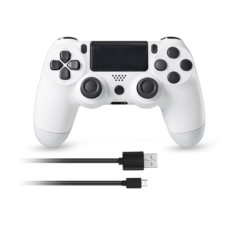 PS-4 Wireless Controller Remote Gamepad with Touchpad/Dual Vibration/6-Asix Sensor/Headset Jack/Speaker Function and USB Cable Game Joystick Compatible with PS4/PS4 Pro/PS4 Slim White