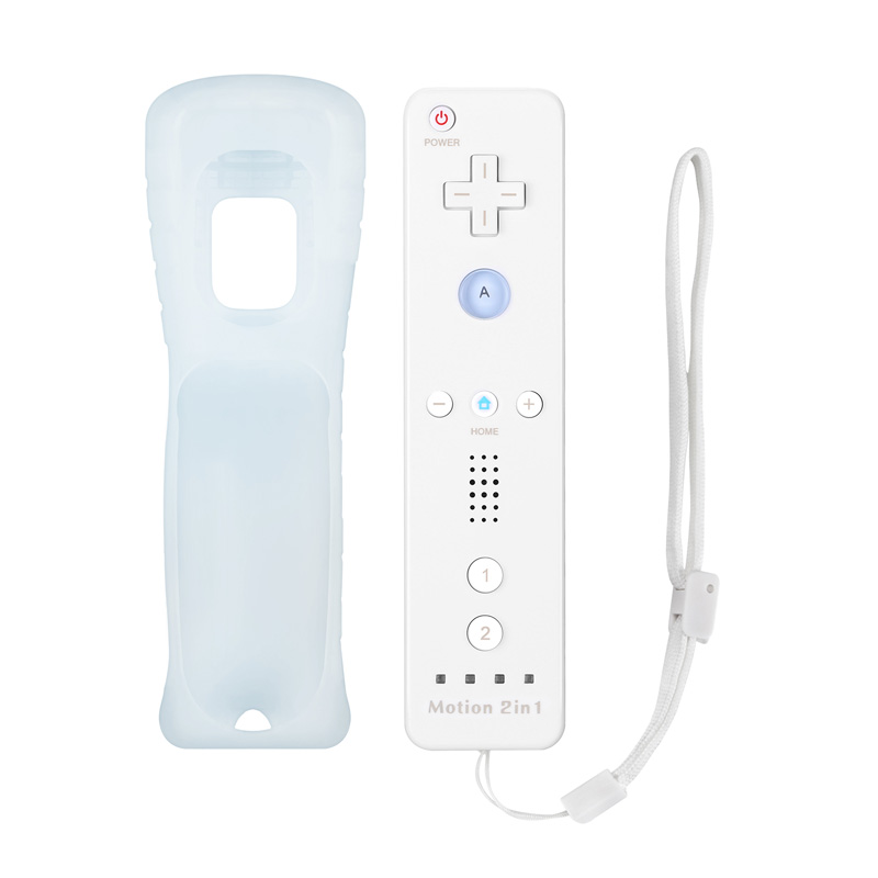 Wii Remote Controller, Wireless Wii U Motion Plus Remote Controller with Silicone Protective Case and Wrist Strap Compatible for Nintendo Wii and Wii U (White)